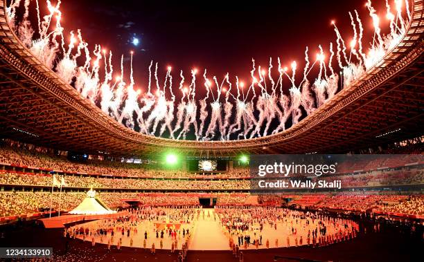 July 23, 2021: Fireworks light the sky during opening ceremonies at the 2020 Tokyo Olympics.