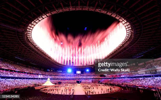 July 23, 2021: Fireworks light the sky during opening ceremonies at the 2020 Tokyo Olympics.