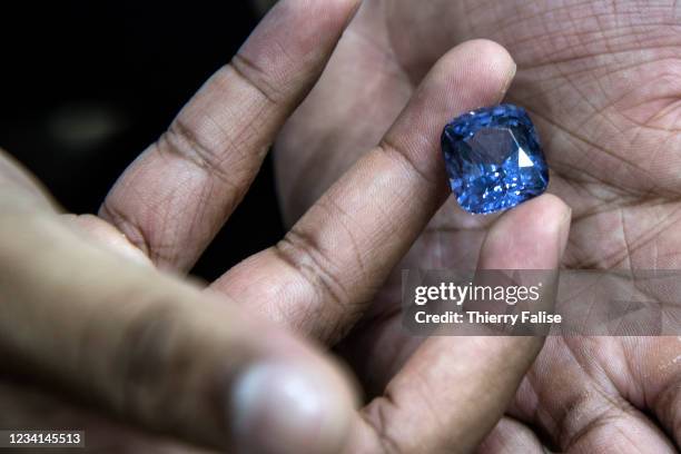 Cushion cut blue sapphire. Most sapphire and other gems mining is done traditionally in Ratnapura area. Ratnapura means city of gems in Sinhala and...