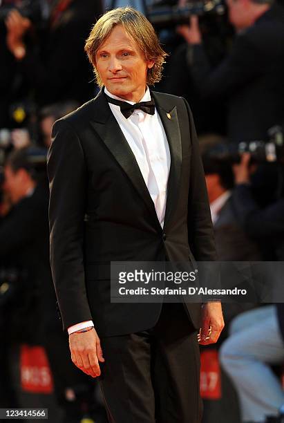 Actor Viggo Mortensen attends the "A Dangerous Method" premiere during the 68th Venice Film Festivalat Palazzo del Cinema on September 2, 2011 in...