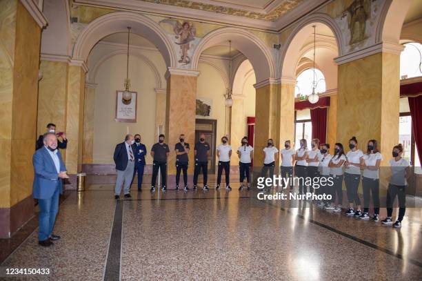 The Roma women's team has arrived in Rieti, Italy on July 24, 2021. The Giallorossi's coach arrived in Piazza Vittorio Emanuele II to receive its...