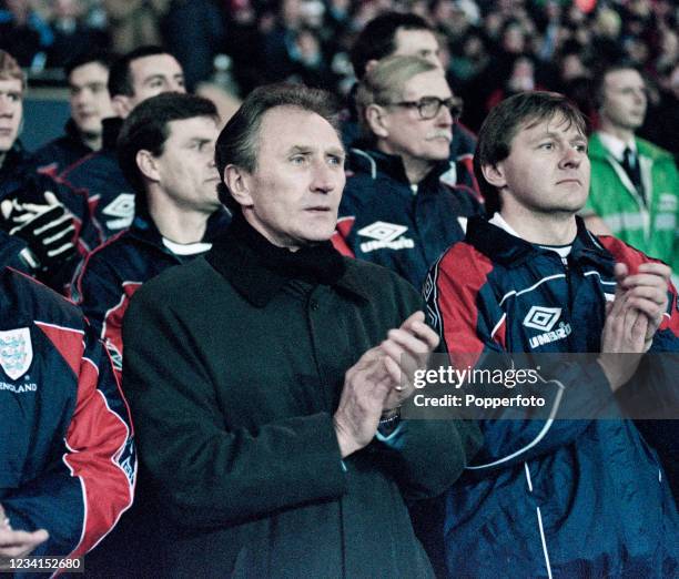 England caretaker manager Howard Wilkinson alongside physio Gary Lewin before the International Friendly match between England and France at Wembley...