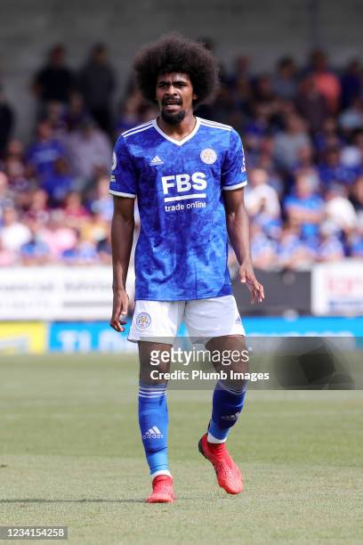 Hamza Choudhury of Leicester City during the Pre-Season friendly between Burton Albion and Leicester City at Pirelli Stadium on July 24, 2021 in...