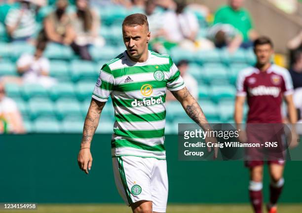 Leigh Griffiths in action for Celtic during a friendly match between Celtic and West Ham United at Celtic Park on July 24 in Glasgow, Scotland