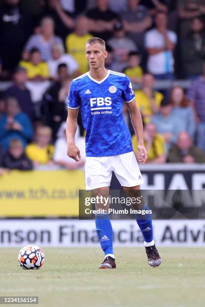 Filip Benkovic of Leicester City during the Pre-Season friendly between Burton Albion and Leicester City at Pirelli Stadium on July 24, 2021 in...