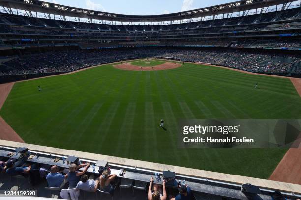 General view of Target Field in the third inning during the game between the Oakland Athletics and the Minnesota Twins at Target Field on Saturday,...