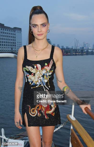 Cara Delevingne attends an intimate dinner hosted by Formula E Founder and Chairman Alejandro Agag following the ABB FIA Formula E Heineken London...