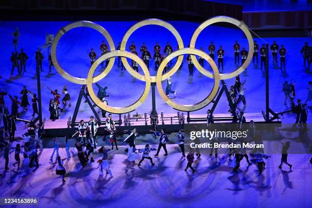 Tokyo , Japan - 23 July 2021; Performers dance during the 2020 Tokyo Summer Olympic Games opening ceremony at the Olympic Stadium in Tokyo, Japan.