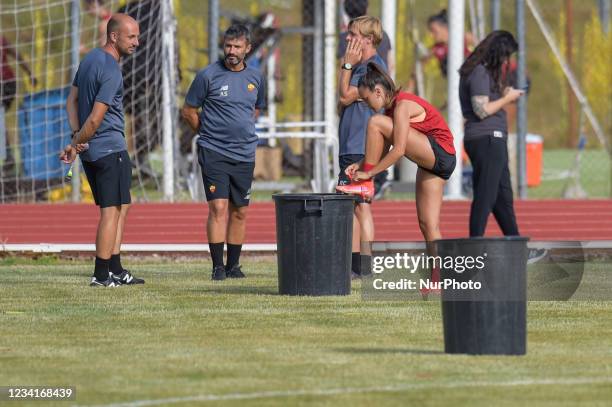 The As Roma women's team begins its pre-season training camp at Monte Terminillo in Rieti, Italy, on July 24, 2021. From 17.00 Mister Alessandro...