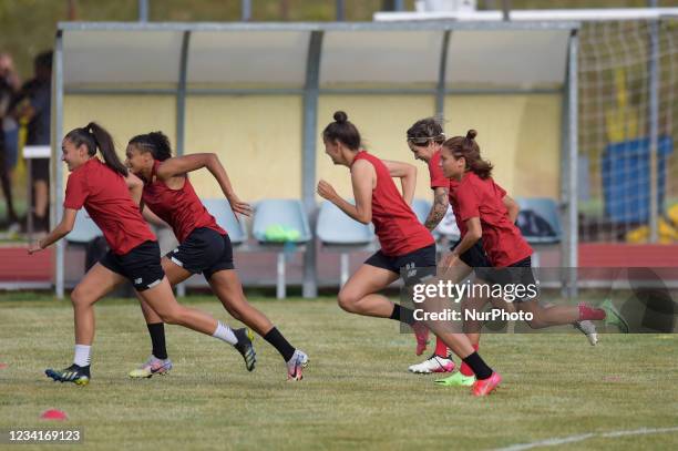 The As Roma women's team begins its pre-season training camp at Monte Terminillo in Rieti, Italy, on July 24, 2021. From 17.00 Mister Alessandro...