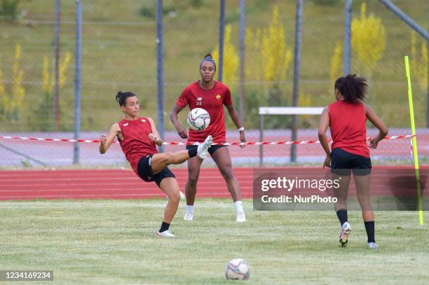 The As Roma women's team begins its pre-season training camp at Monte Terminillo in Rieti, Italy, on July 24, 2021. From 17.00 Mister Alessandro...