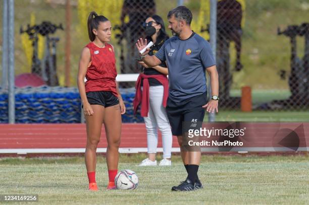 The As Roma women's team begins its pre-season training camp at Monte Terminillo in Rieti, Italy, on July 24, 2021. From 17.00 Mister Alessandro...