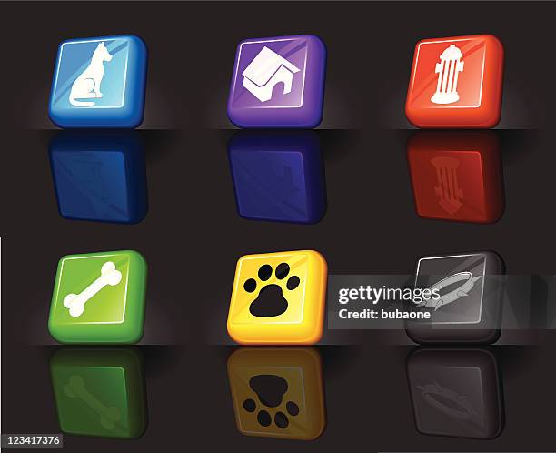 man's best friend: dog internet royalty free vector icon set - dog bones pattern stock illustrations