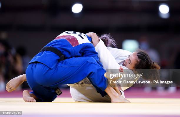 Great Britain's Chelsie Giles competes in the Women's ?52kg Judo at the Nippon Budokan on the second day of the Tokyo 2020 Olympic Games in Japan....