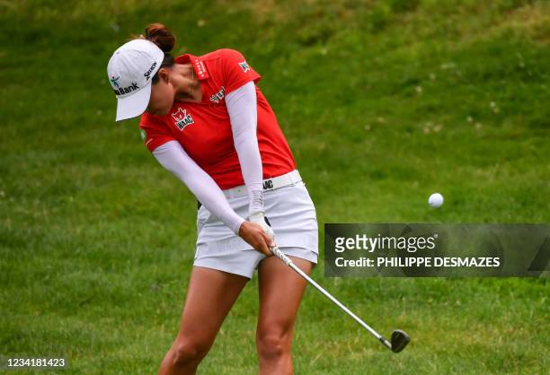 Minjee Lee from Australia competes in the Amundi Evian Championship in the French Alps town of Evian-les-Bains, a major tournament on the women's...