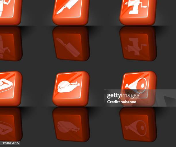 butcher shop internet royalty free vector icon set - butcher knife isolated stock illustrations