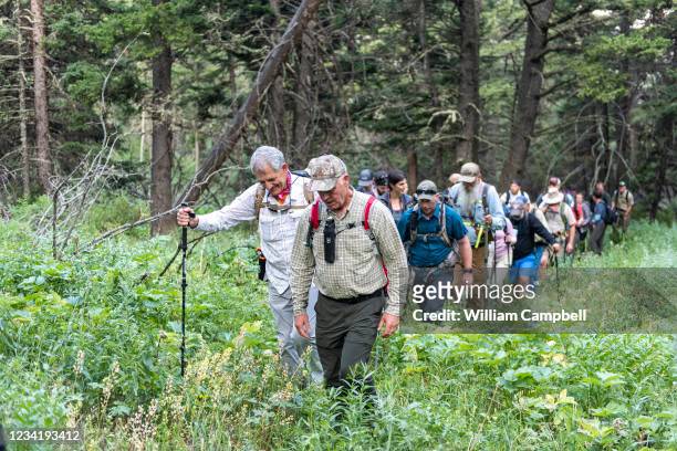 Montana Republican Governor Greg Gianforte joins generational family members on a hike through grizzly bear county on July 24, 2021 in Emigrant,...