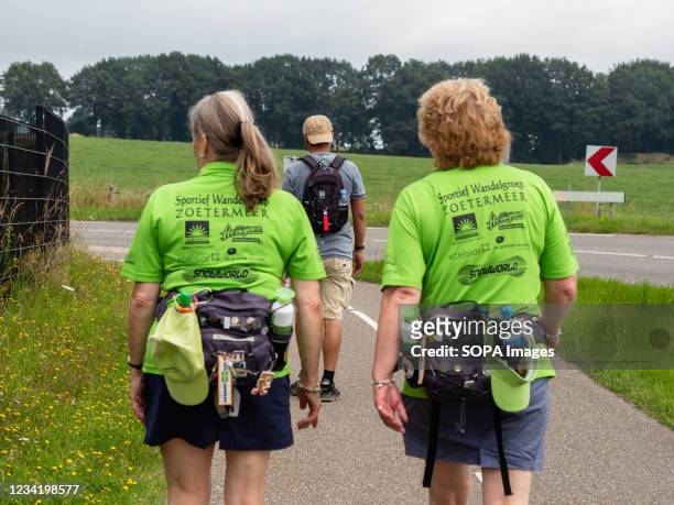 Female participants seen walking during the event. The Vierdaagse, also known as The International Four Days Marches, the largest multi-day walking...