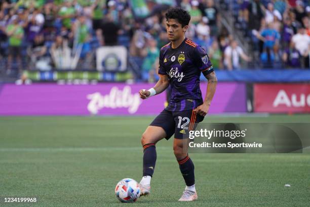 Seattle Sounders forward Fredy Montero in action during an MLS match between Sporting Kansas City and the Seattle Sounders on July 25, 2021 at Lumen...