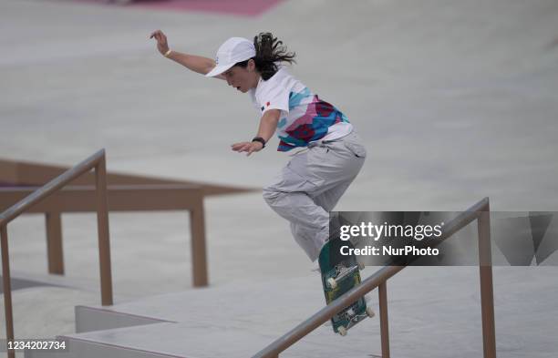 Charlotte Hym during women's street skateboard at the Olympics at Ariake Urban Park, Tokyo, Japan on July 26, 2021.