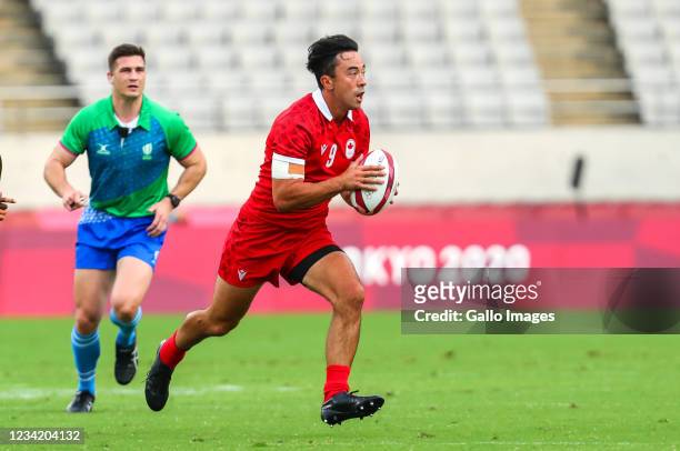 Nathan Hirayama, captain of Canada, during the Rugby Sevens match between Fiji and Canada on Day 3 of the Tokyo 2020 Olympic Games at Tokyo Stadium...