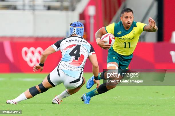 Maurice Longbottom of Australia during the Rugby Sevens match between Australia and Korea on Day 3 of the Tokyo 2020 Olympic Games at Tokyo Stadium...