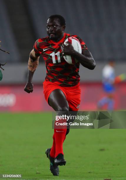 Collins Injera, captain of Kenya, during the Rugby Sevens match between South Africa and Kenya on Day 3 of the Tokyo 2020 Olympic Games at Tokyo...