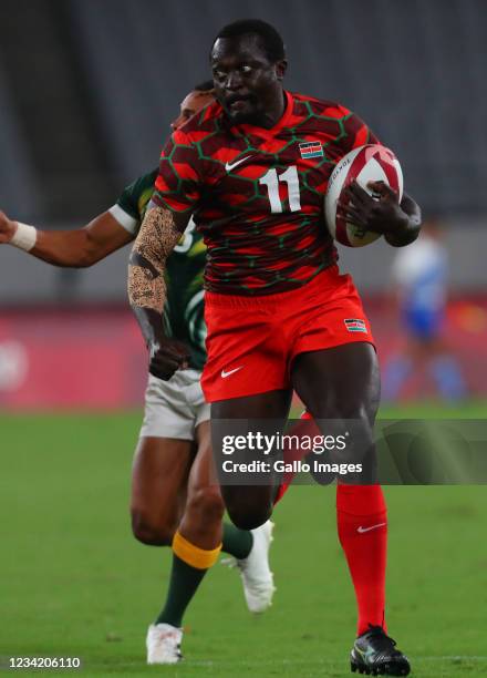 Collins Injera, captain of Kenya, during the Rugby Sevens match between South Africa and Kenya on Day 3 of the Tokyo 2020 Olympic Games at Tokyo...