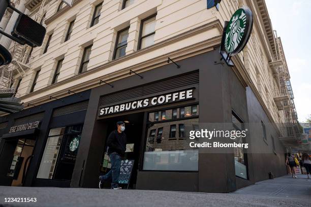 Starbucks coffee shop in San Francisco, California, U.S., on Thursday, July 22, 2021. Starbucks Corp. Is expected to release earnings figures on July...