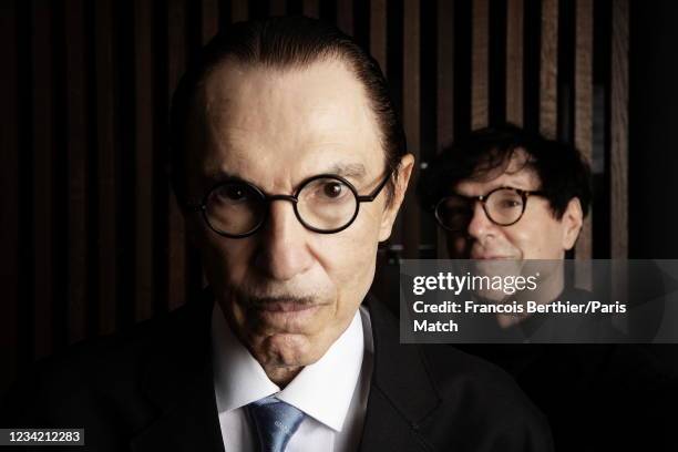 The Sparks, brothers Ron and Russell Mael are photographed for Paris Match on June 30, 2021 in Paris, France.