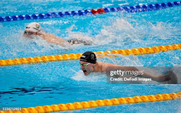 Lewis Clareburt of New Zealand compete in the Men's 400m Individual Medley Final on day two of the Tokyo 2020 Olympic Games at Tokyo Aquatics Centre...