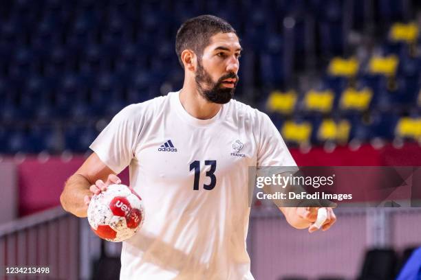 Nikola Karabatic of France compete on day three in the Men's First Round Group A match between Brasil and France during the Tokyo 2020 Olympic Games...