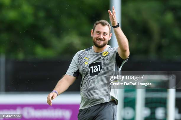 Assistant coach Rene Maric of Borussia Dortmund gestures during the Training Camp at Training Grounds on July 26, 2021 in Bad Ragaz, Switzerland.