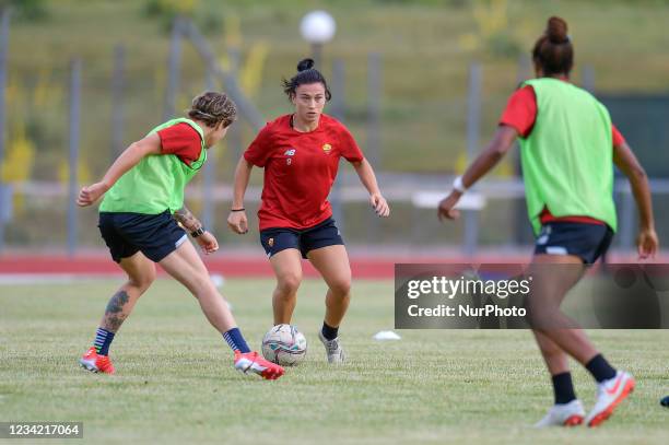 Players of As Roma women's athletic training continues on Terminillo, Rieti, Italy, on July 26, 2021. Double training session both morning and...