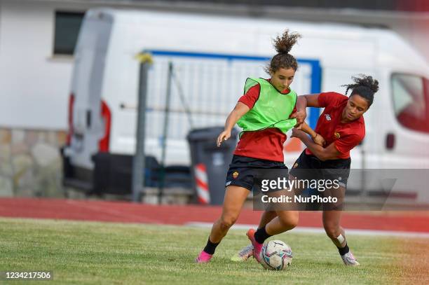 Players of As Roma women's athletic training continues on Terminillo, Rieti, Italy, on July 26, 2021. Double training session both morning and...
