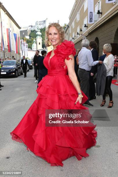 Katja Burkard attends the premiere of "Don Giovanni" during the Salzburg Opera Festival 2021 at grosses Festspielhaus on July 26, 2021 in Salzburg,...