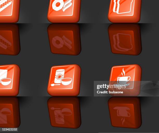 breakfast internet royalty free vector icon set - frying egg stock illustrations