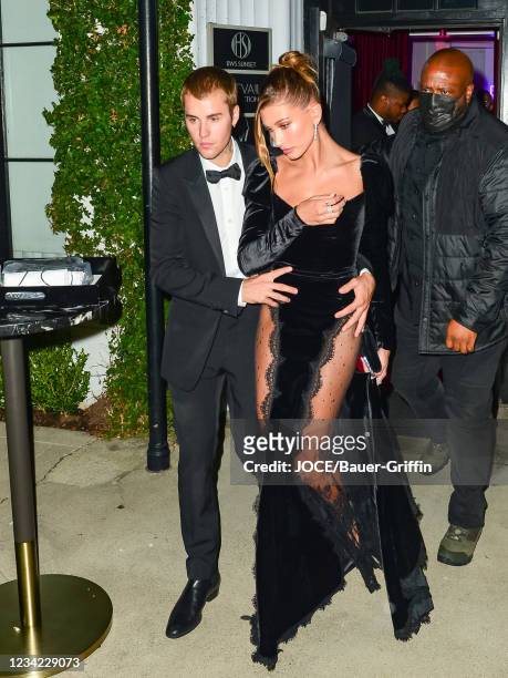 Justin Bieber and Hailey Bieber Baldwin are seen on July 26, 2021 in Los Angeles, California.
