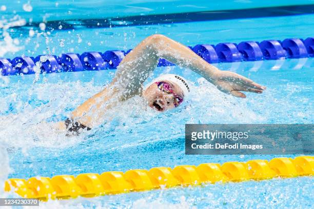 Sb Haughey of Hong Kong compete during the 1st semifinal in women's 200m freestyle during swimming on day four at the Tokyo 2020 Olympic Games at...