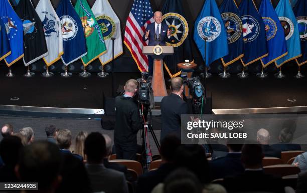 President Joe Biden addresses the Intelligence Community workforce and its leadership while on a tour at the Office of the Director of National...