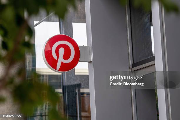 Signage at the Pinterest headquarters office in San Francisco, California, U.S., on Monday, July 26, 2021. Pinterest Inc. Is expected to release...