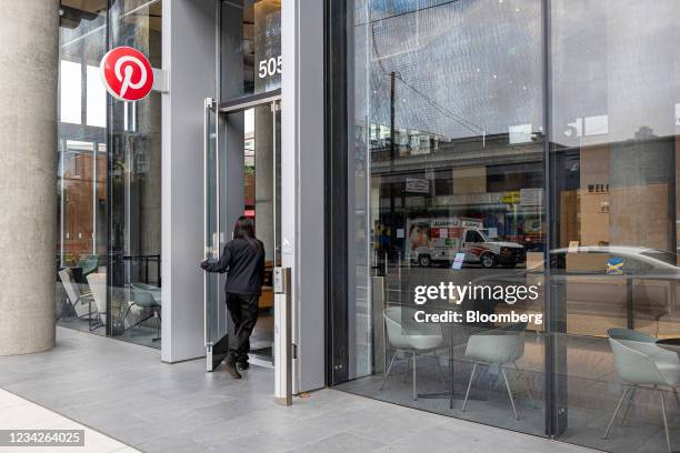 The Pinterest headquarters office in San Francisco, California, U.S., on Monday, July 26, 2021. Pinterest Inc. Is expected to release earnings...