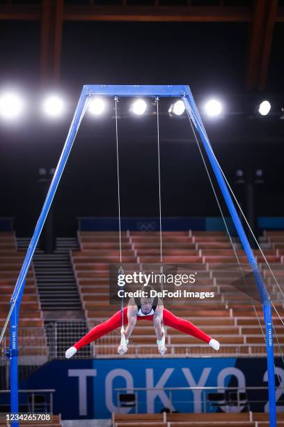 Philipp Herder of Germany competes at the rings during Artistic Gymnastics on day five of the Tokyo 2020 Olympic Games at Ariake Gymnastics Centre on...