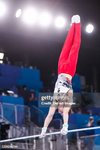 Philipp Herder of Germany competes at high bar during Artistic Gymnastics on day five of the Tokyo 2020 Olympic Games at Ariake Gymnastics Centre on...