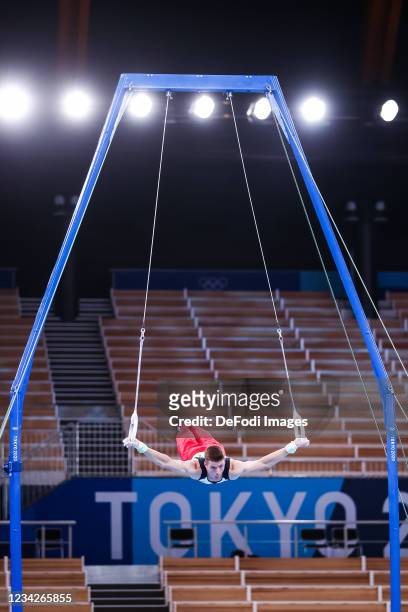 Philipp Herder of Germany competes at the rings during Artistic Gymnastics on day five of the Tokyo 2020 Olympic Games at Ariake Gymnastics Centre on...