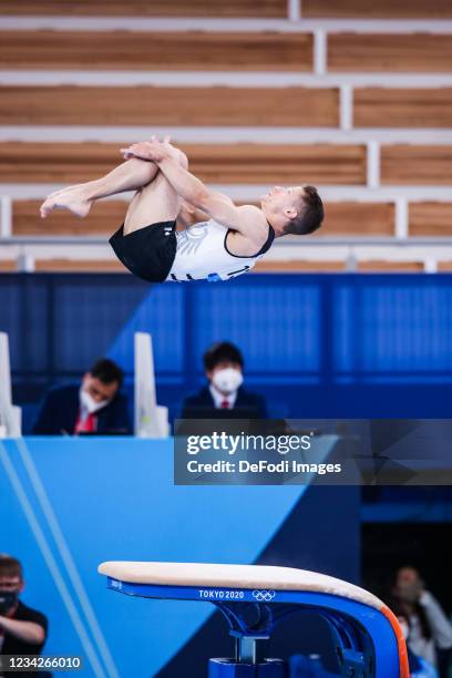 Philipp Herder of Germany competes at the Jump during Artistic Gymnastics on day five of the Tokyo 2020 Olympic Games at Ariake Gymnastics Centre on...