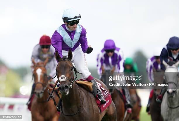Alcohol Free and Oisin Murphy coming home to win the Qatar Sussex Stakes during day two of the Goodwood Festival at Goodwood Racecourse, Chichester.