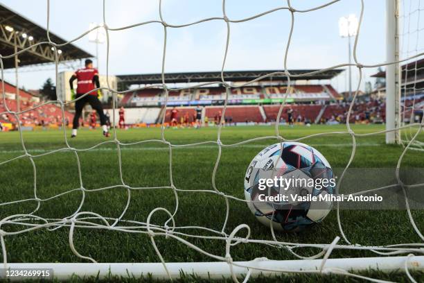 Detail with the official ball ahead of the UEFA Champions League Second Qualifying Round: Second Leg match between CFR Cluj v Lincoln Red Imps, on...