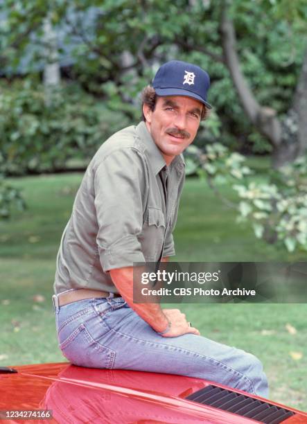 Pictured is Tom Selleck in the CBS television show, MAGNUM P.I.