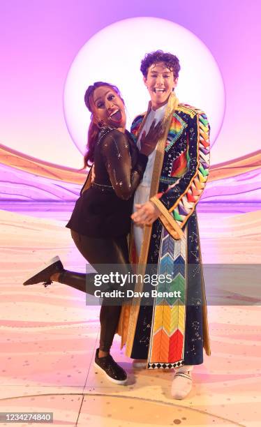 Alexandra Burke and Jac Yarrow backstage after the press night performance of "Joseph And The Amazing Technicolor Dreamcoat" at The London Palladium...